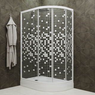 Душевой уголок Triton Коралл Щ0000061780 левый 120x80 см профиль белый стекло мозаика